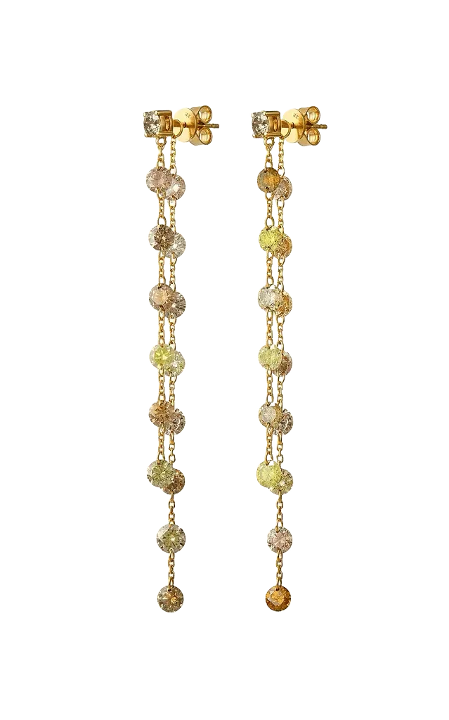 Fancy Color Double Drilled Linear Earrings Diamond