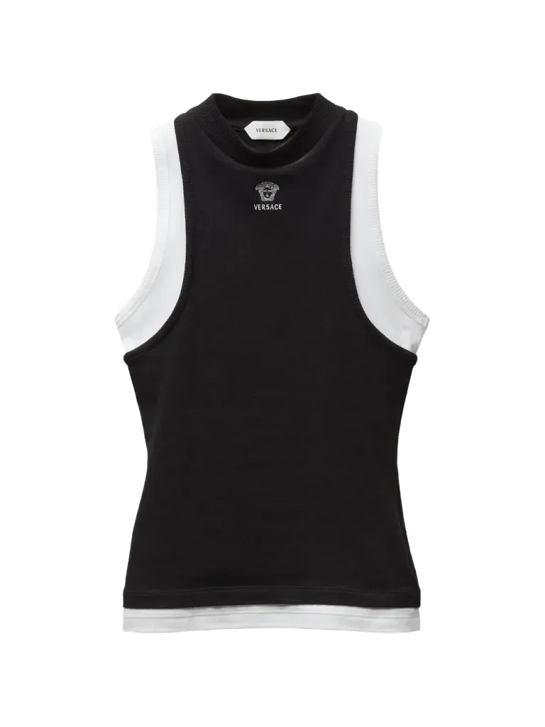 Versace embroidered-logo stretch cotton-jersey tank top