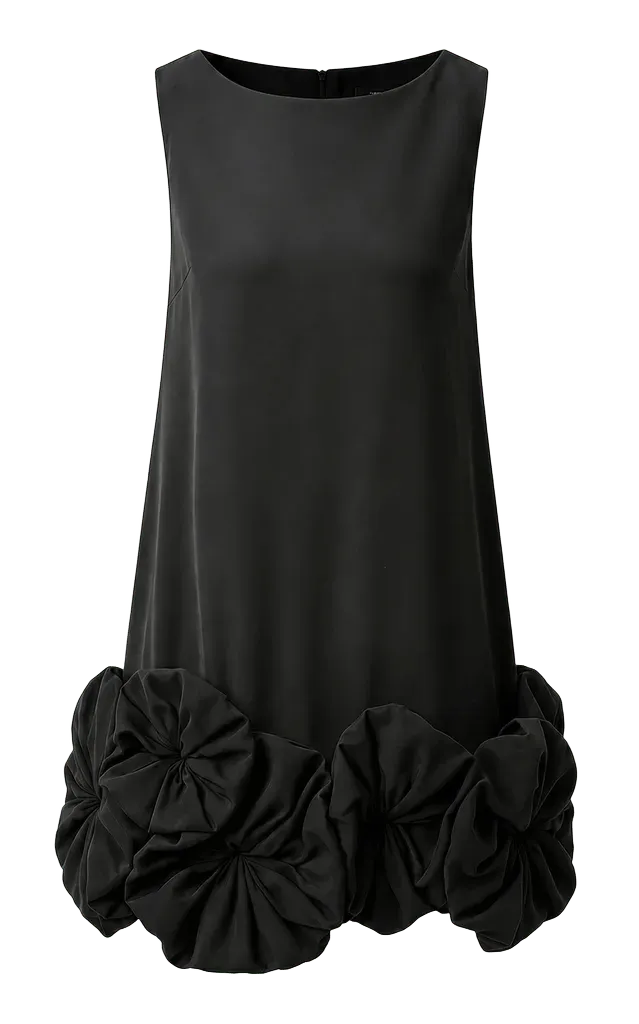 Sleeveless Crepe Floral-Appliqué Mini Dress