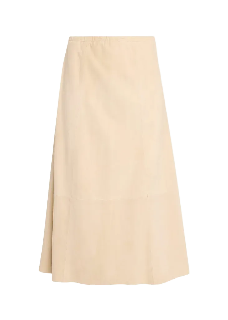 Paneled Suede Maxi Skirt
