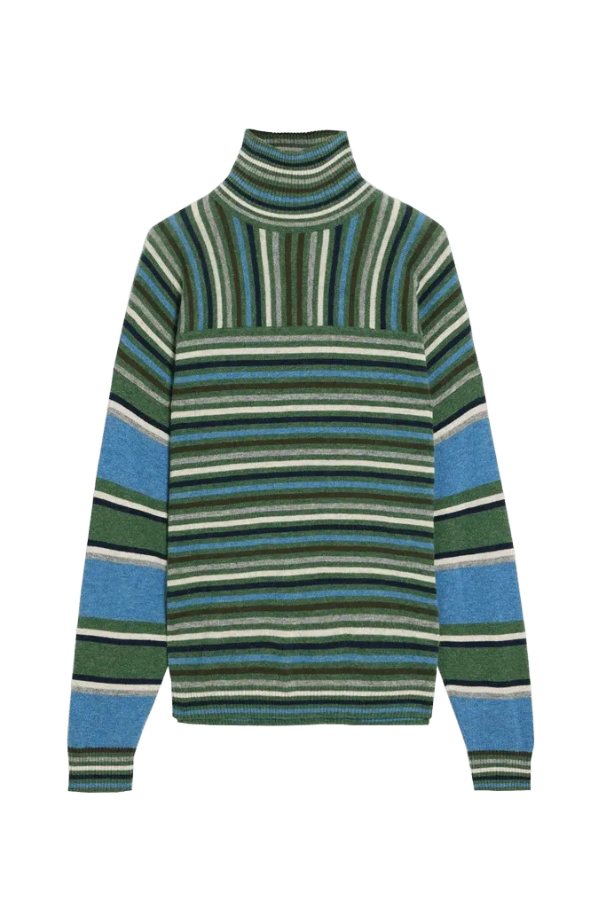 Striped Cashmere Turtleneck Sweater