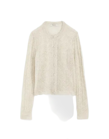 Pointelle-Stitch Cardigan in Alpaca Blend