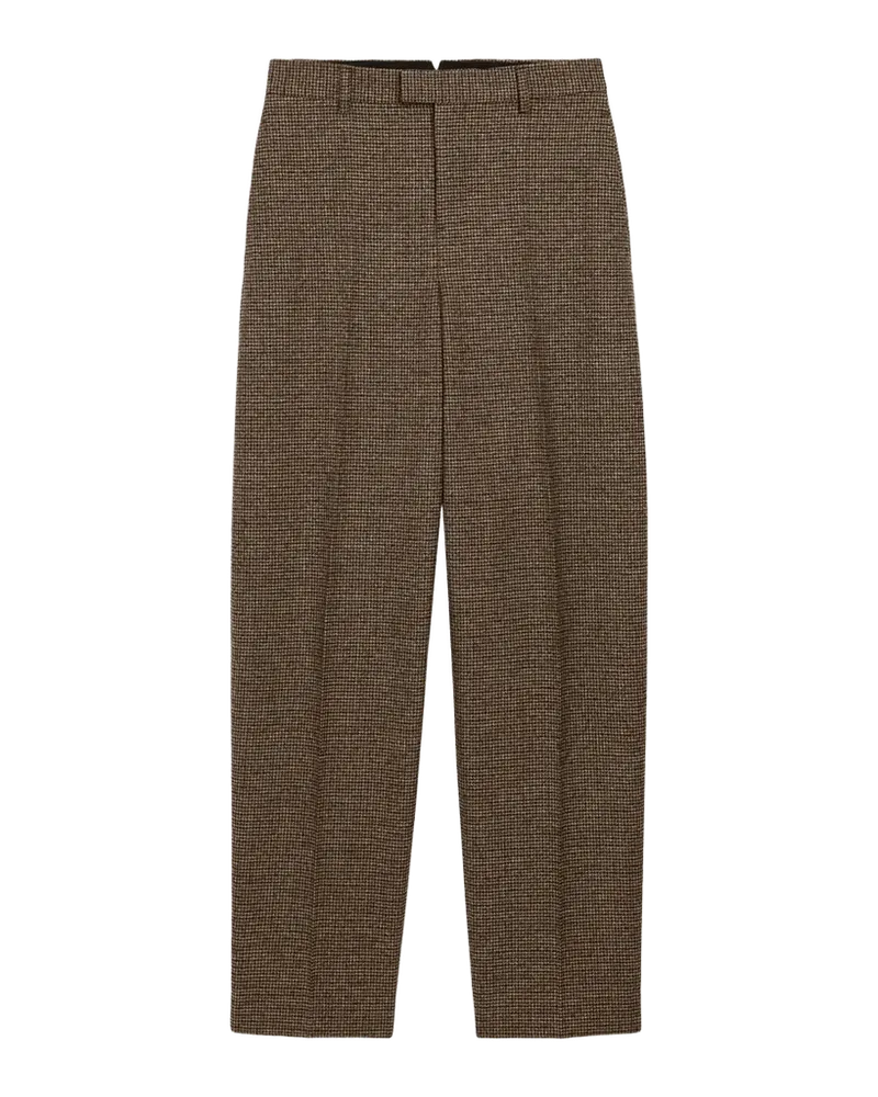 Houndstooth Wool Gabardine Balloon Trousers