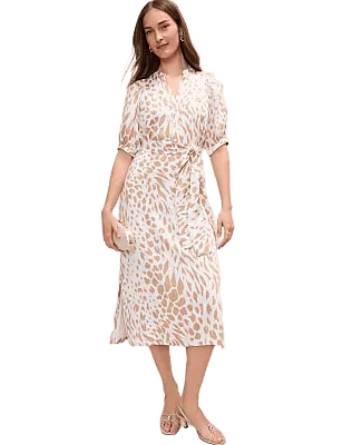 Animal Print Puff Sleeve Midi Dress