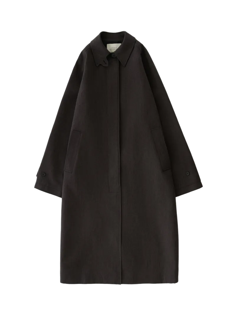 Holin Trench Twill Coat in Brown Marl