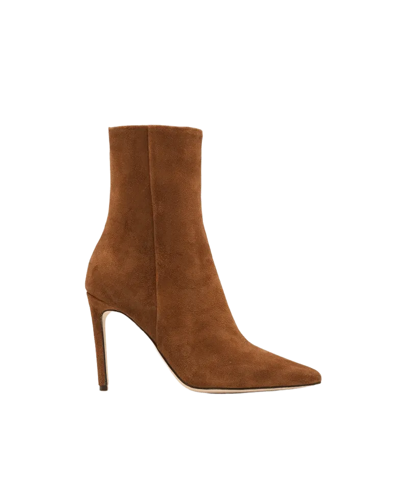 DANITY Chestnut Suede Pointed-Toe Stiletto Booties