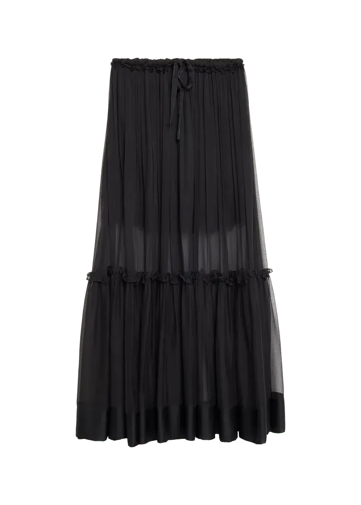 Delphina Tiered Silk Maxi Skirt