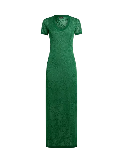 JACQUARD LONG DRESS WITH FLORAL PAISLEY MOTIF