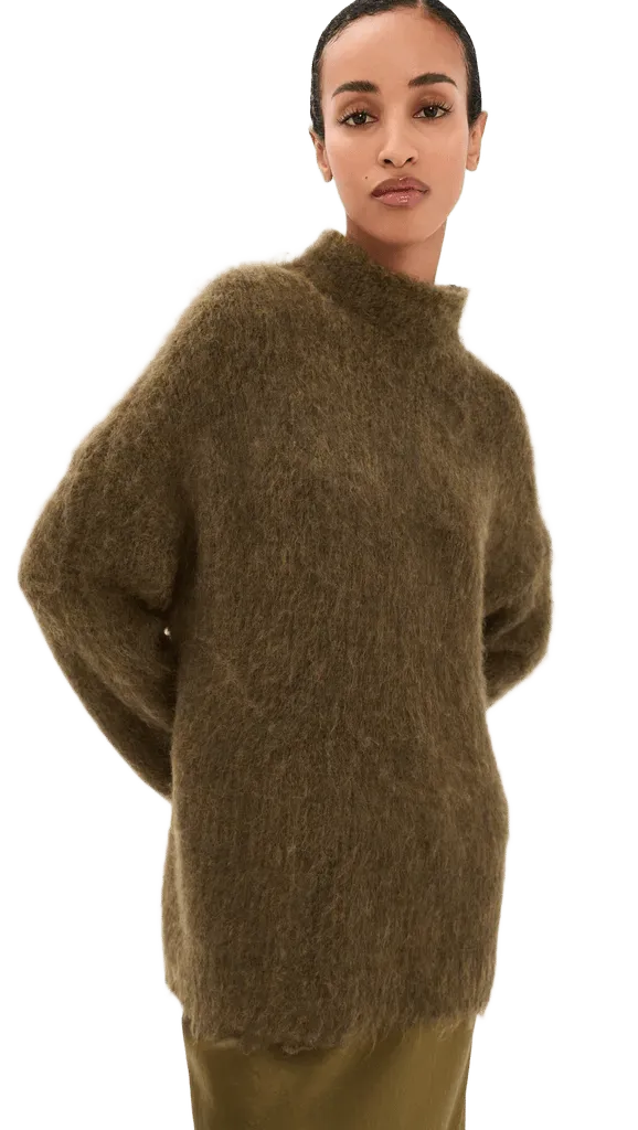 Oversized Brushed Mock Neck Sweater