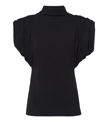 High-neck wool-blend top