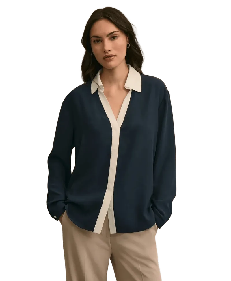 Contrast-Tipping Blouse