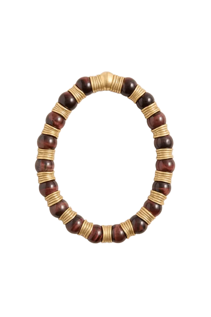 Tiger's Eye and Gold Station Necklace