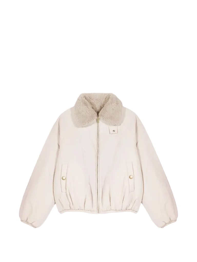 Maje reversible faux-fur collar puffer jacket
