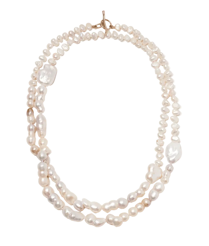 14k Gold Cabana Necklace in Pearl