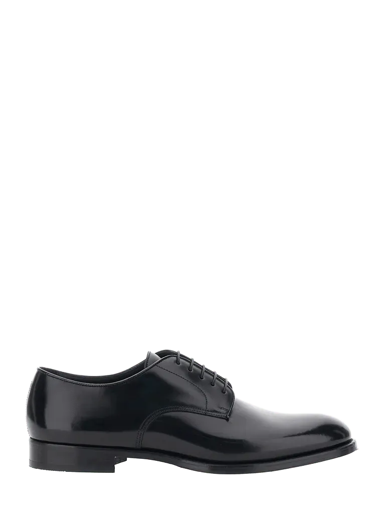 Doucal'S Brushed Leather Derby Shoe — Black