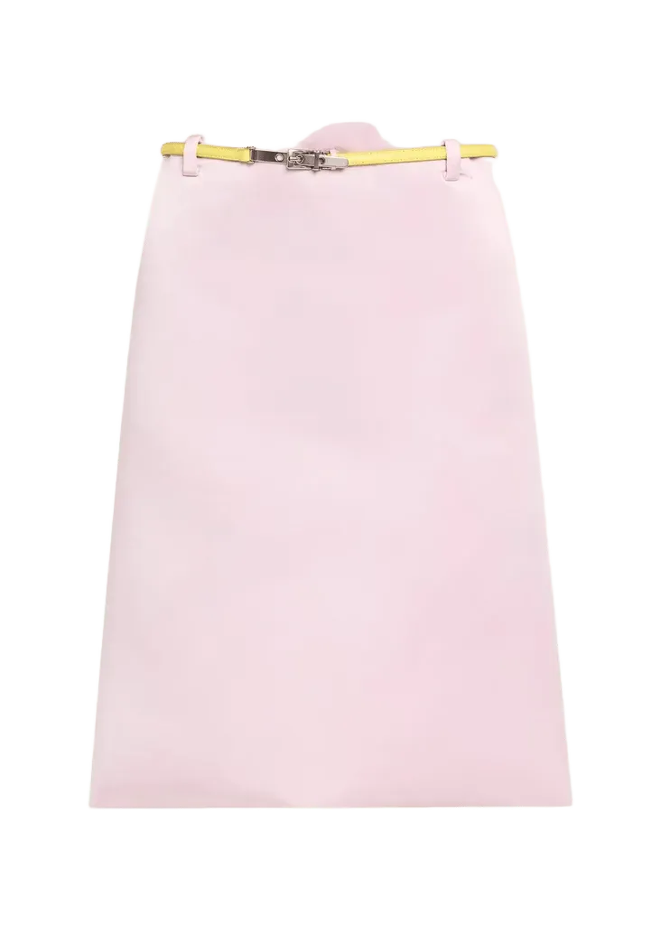 Silk-Blend Belted Midi Skirt