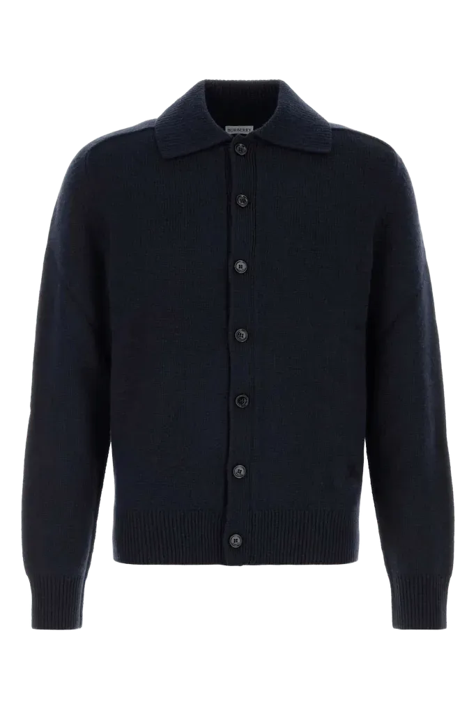 Burberry Cashmere-Knit Cardigan — Navy