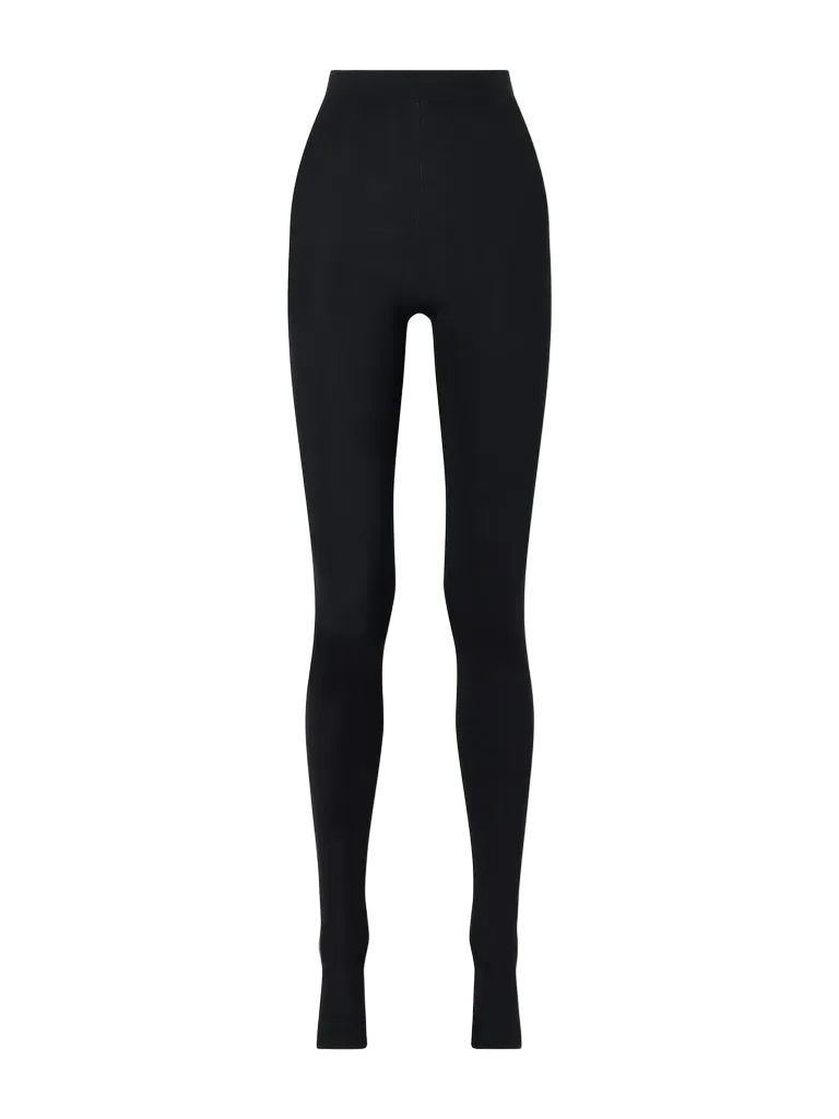 Logo-embroidered knitted wool leggings