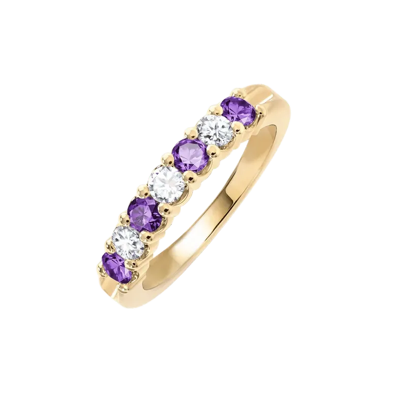 Rosecliff Luxe Diamond & Amethyst Stackable Ring in 14k Gold (February)