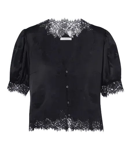 Idella lace-trimmed silk satin top