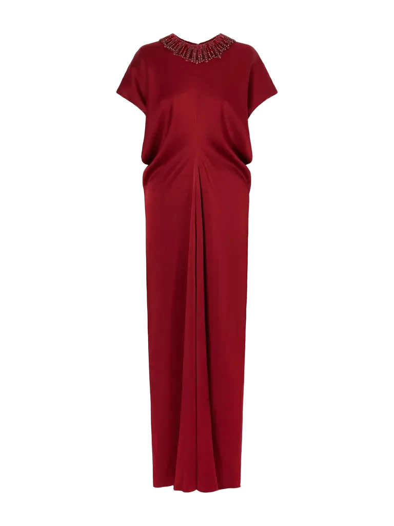 Novak draped crystal-embellished satin gown