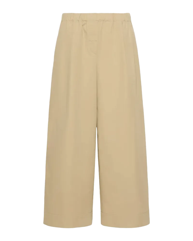 Cropped Wide-Leg Cotton Pants