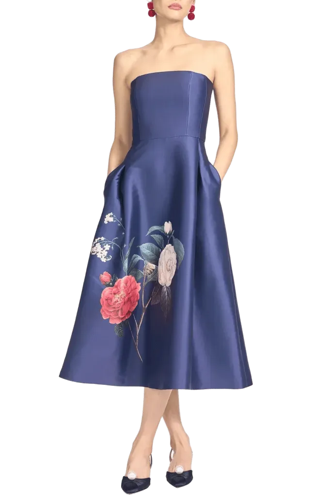 Shay Dress in Crimson & Creme Bouquet
