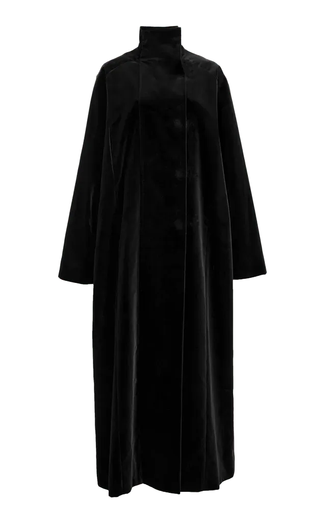 High-Collar Velvet Raglan Coat