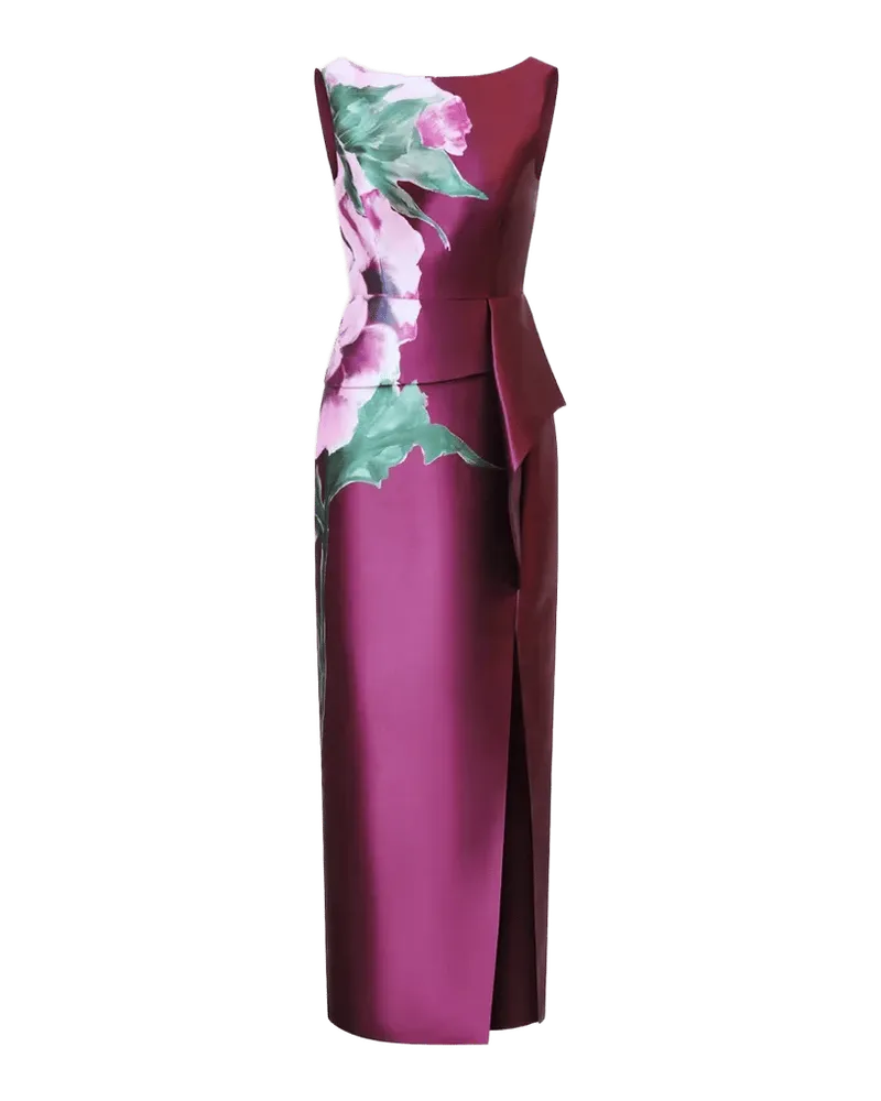 Luciana Satin Floral Column Gown