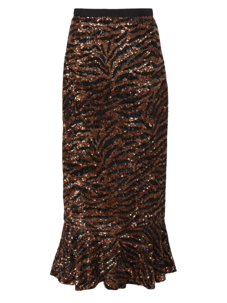 Aidan Skirt in Black Tiger Embroidery