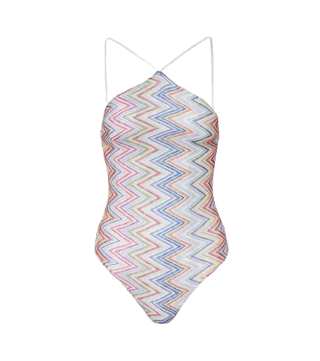 Zigzag halterneck swimsuit