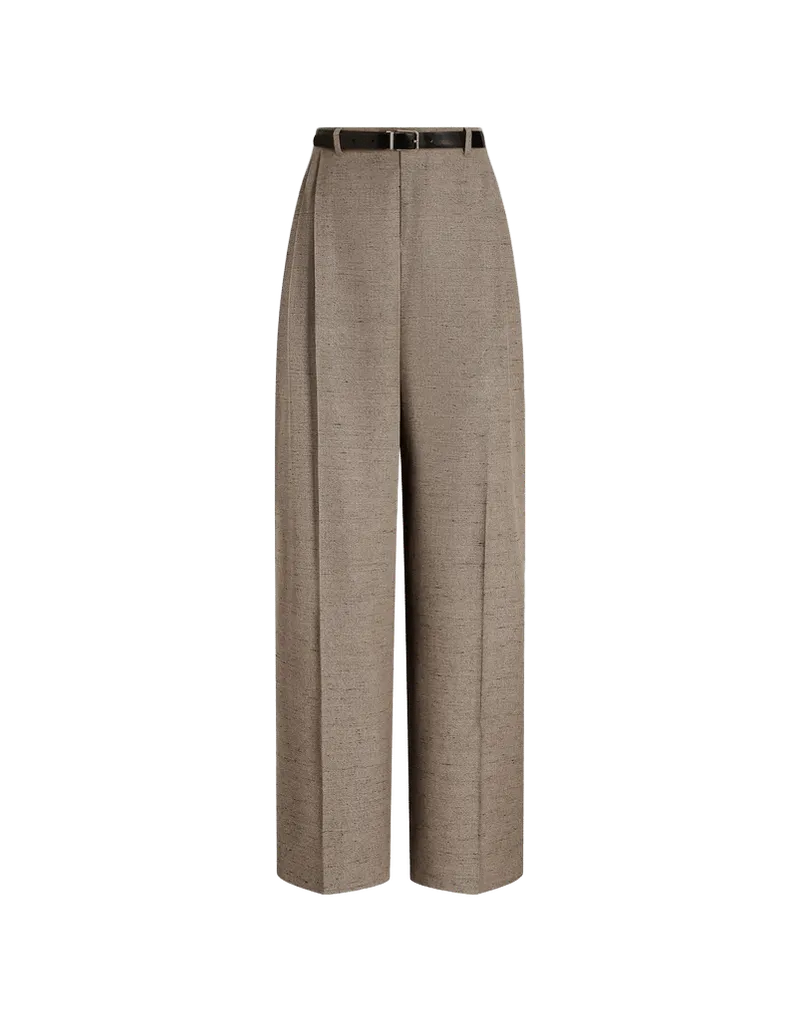 Tweed-effect linen and viscose trousers