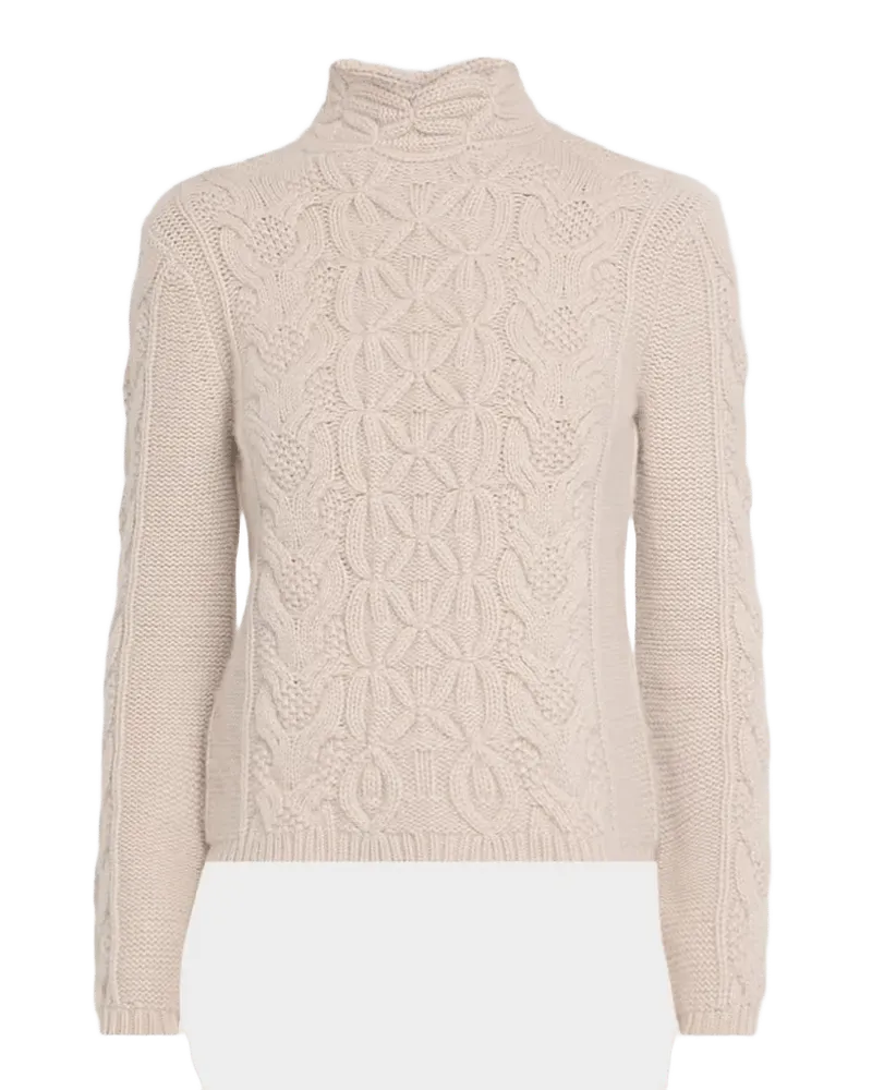 Cashmere Mixed Cable-Knit Mock-Neck Sweater