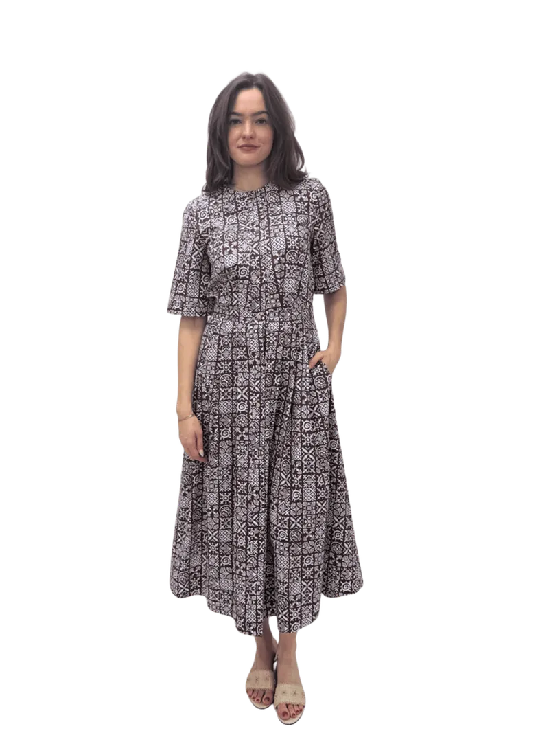 Sloan Dress in Brown Checkerboard