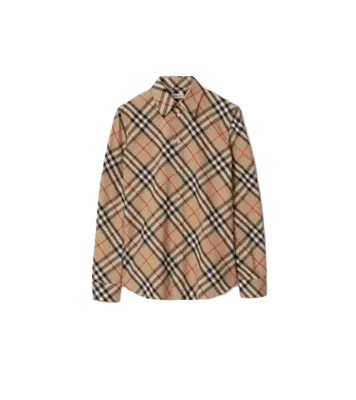 Slim Fit Check Cotton Poplin Shirt in Sand beige - Women | Burberry Official