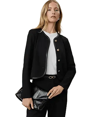Faux Leather Trim Jacket