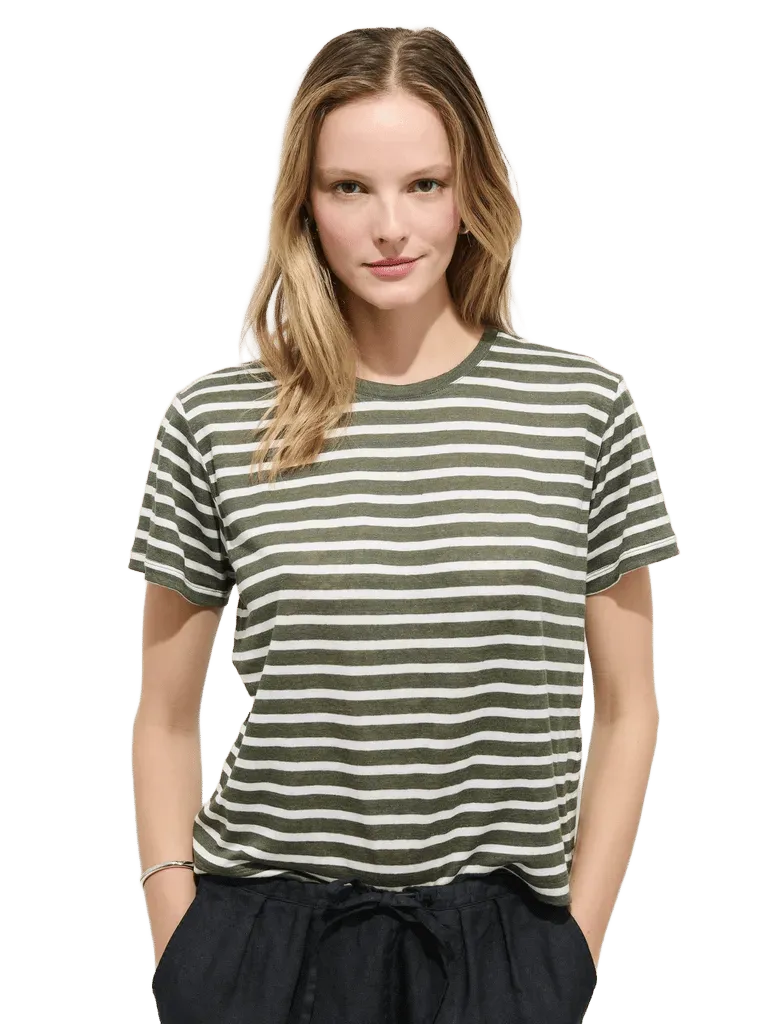 Garcon Striped Tee In Linen Cotton