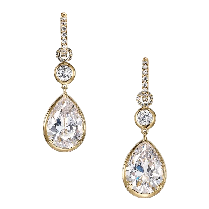 Large Pear Pendant Hoop Earrings