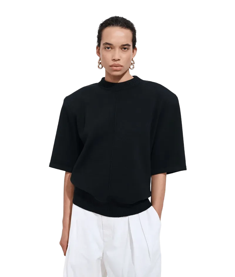 Women's Wool Tailored Top in Midnight blue