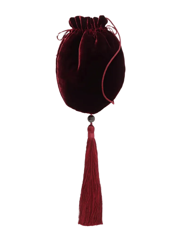 Lee tasseled velvet clutch - burgundy - One Size