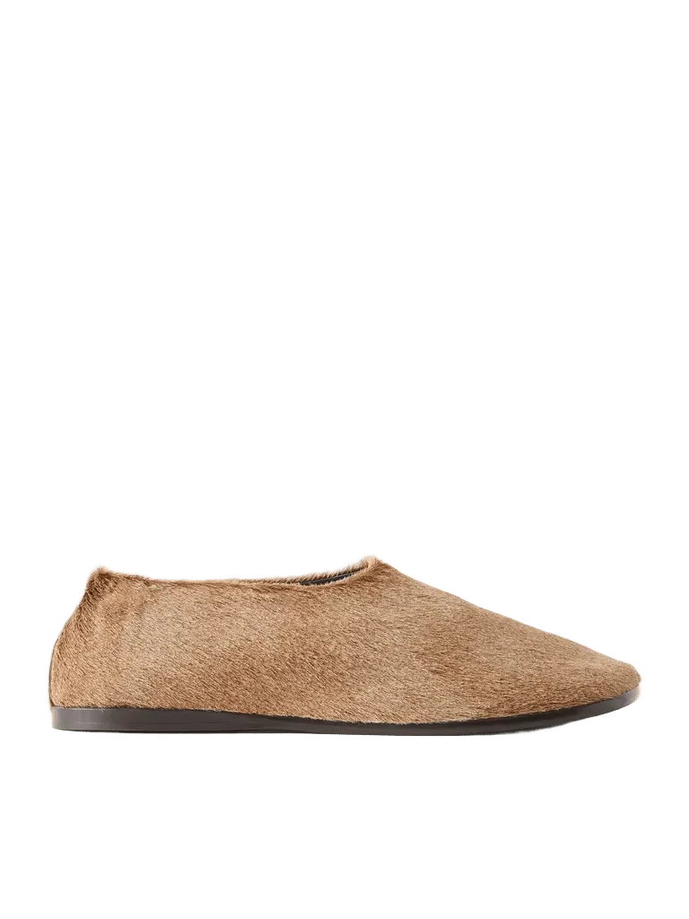 Glove calf hair slip-ons