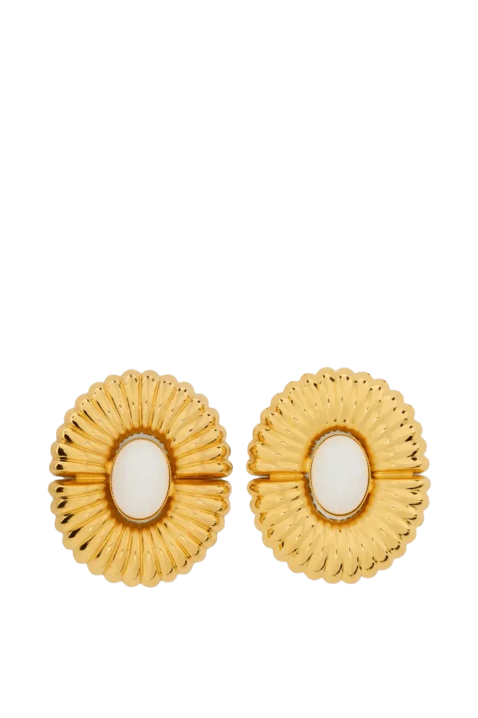 Earrings with stones - Gold & White