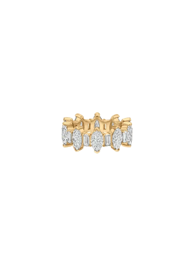 MARQUISE AND BAGUETTE ETERNITY BAND IN MOISSANITE, GOLD VERMEIL