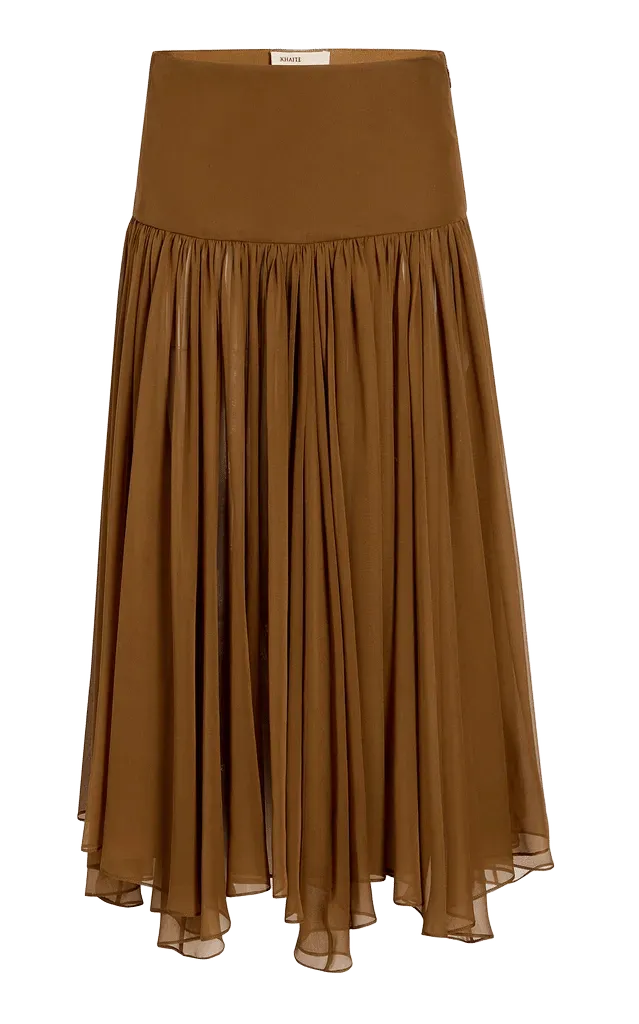 Saru Gathered Silk Maxi Skirt