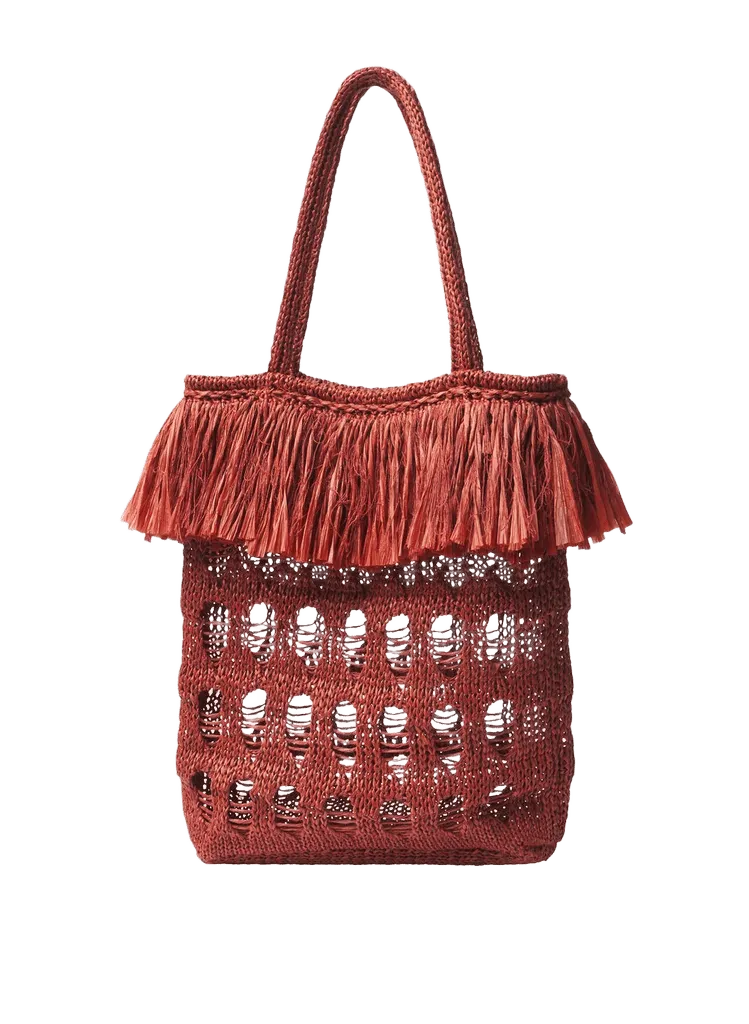 Elise Fringe Raffia Tote