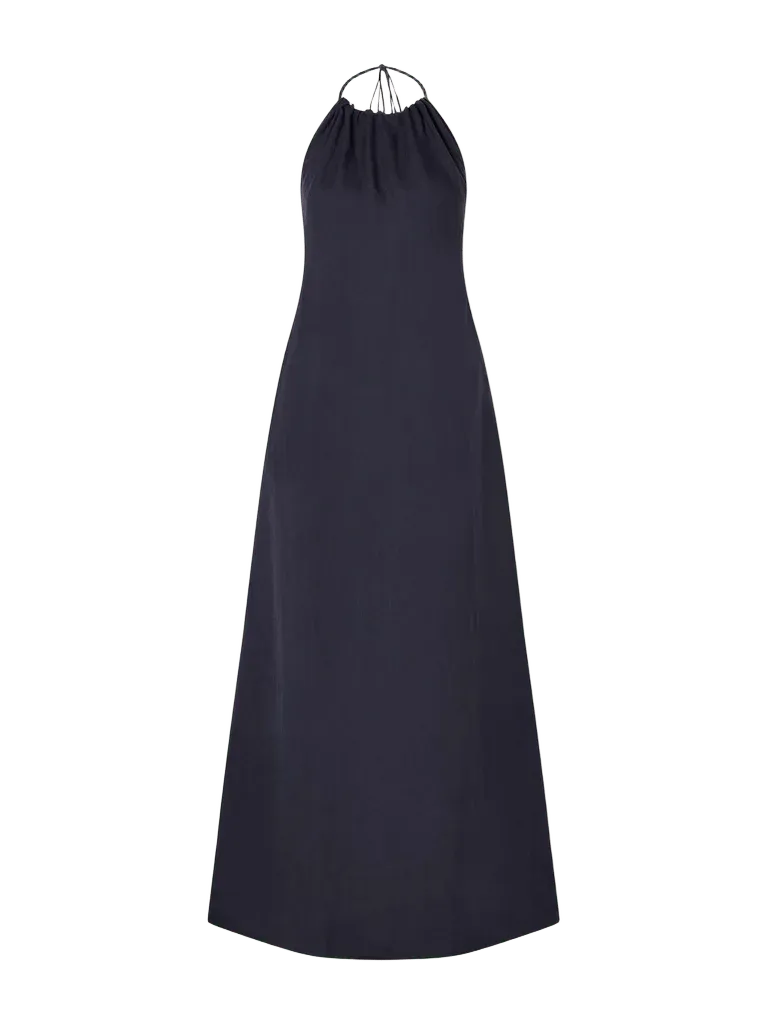Lelia open-back linen-voile halterneck maxi dress