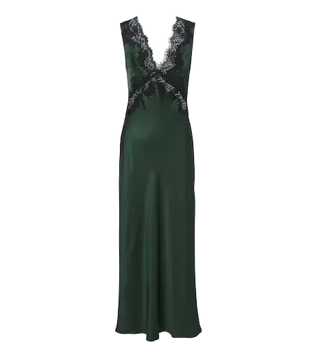 Lysandra lace-trimmed satin midi dress