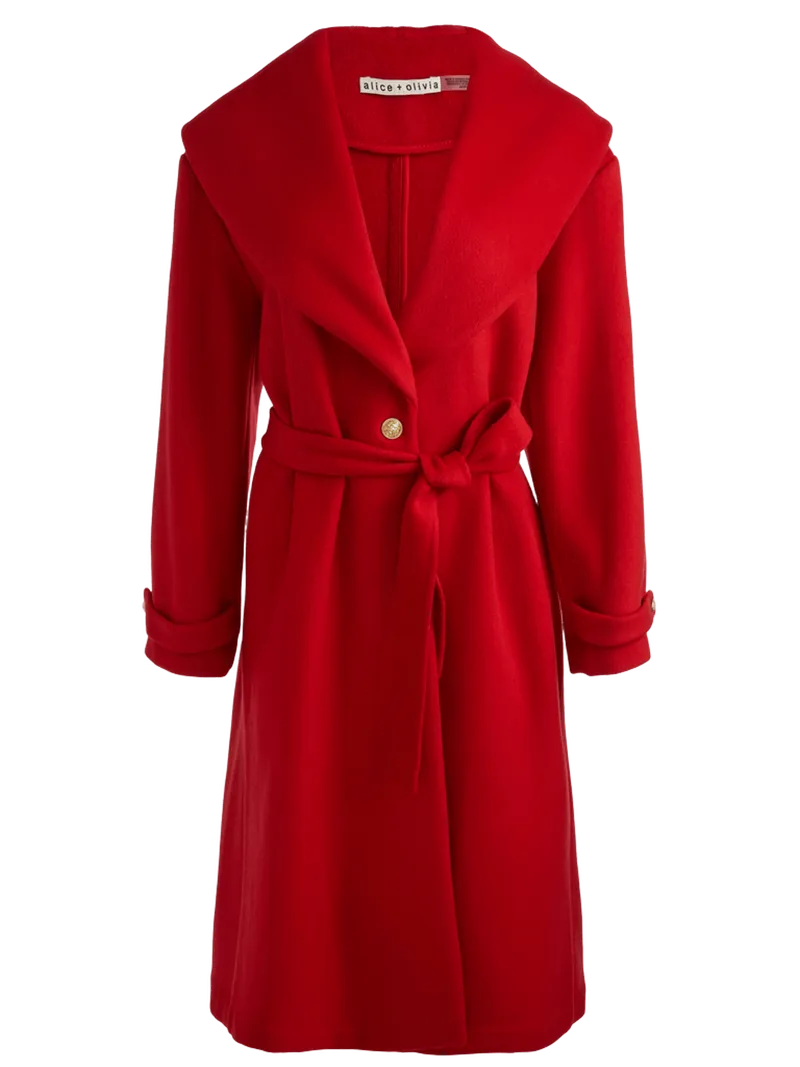 DREW OVERSIZED SHAWL COLLAR MAXI COAT - HIBISCUS