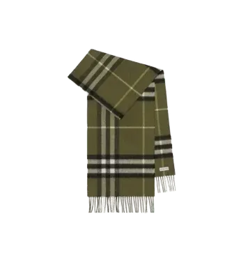 Check Cashmere Scarf in Pea green | Burberry Official