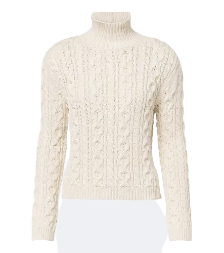 Cable-knit cotton-blend turtleneck sweater